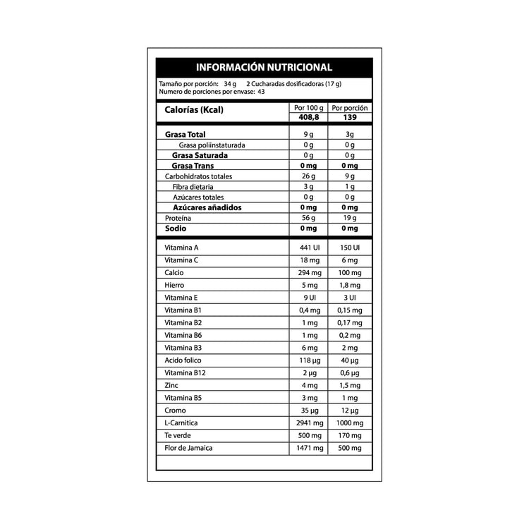 Fitness-Shake Vital PLus Tabla Nutricional Sitio Web