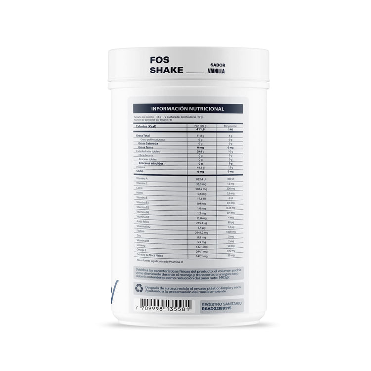 Fos-Shake Vital PLus Tarro Parte Trasera Sitio Web