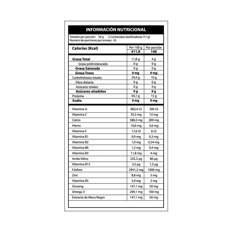 Fos-Shake Vital PLus Tabla Nutricional Sitio Web