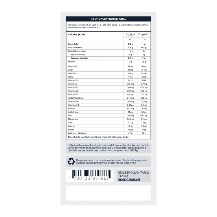 Colágeno Hidrolizado | Malteada con Proteína | Biotina | Vitamina C y E