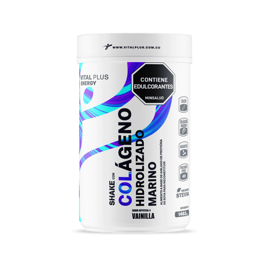 Colágeno Hidrolizado Marino | Malteada con Proteína | Biotina | Vitaminas A, E, C, B6 | Niacina | Selenio | Zinc | Hierro