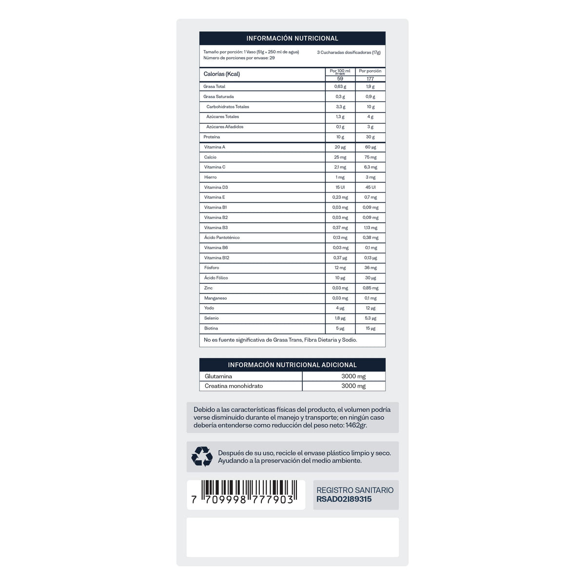 Power whey | Malteada con Proteína | Creatina | Glutamina