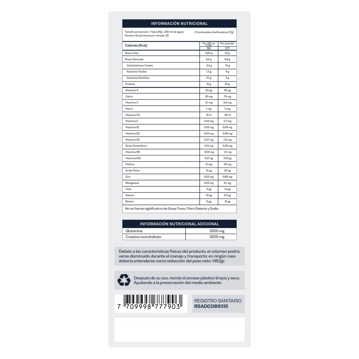 Power whey | Malteada con Proteína | Creatina | Glutamina