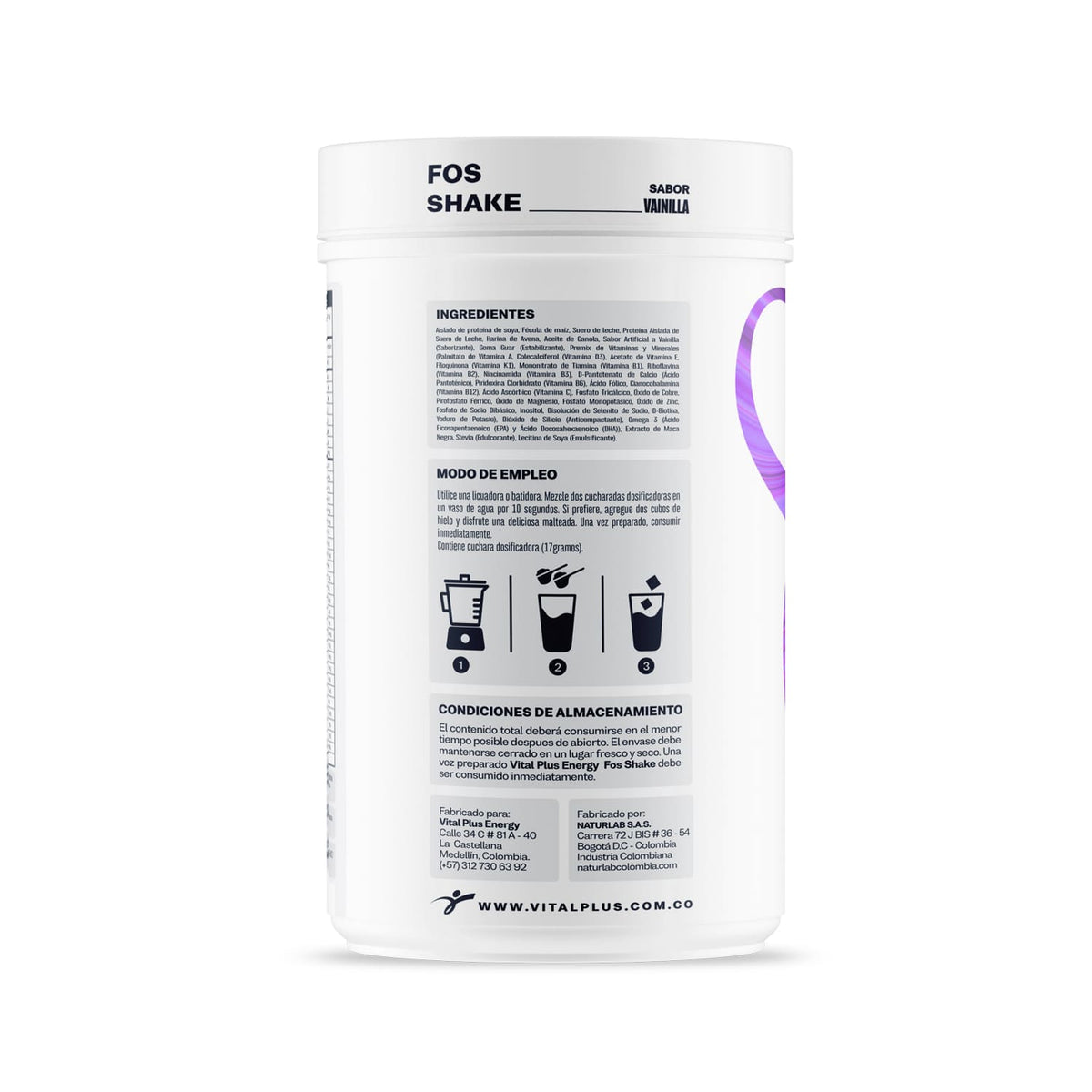 Fos shake | Malteada con Proteína | Fósforo | Vitamina A, C, E, B1, B2, B3, B6, B12 + | Calcio | Hierro