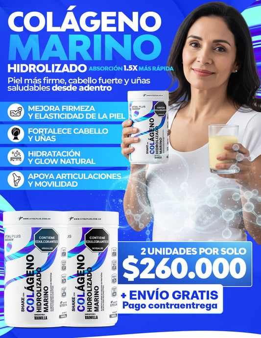 Colágeno Hidrolizado Marino | Malteada con Proteína | Biotina | Vitaminas A, E, C, B6 | Niacina | Selenio | Zinc | Hierro (Copia)