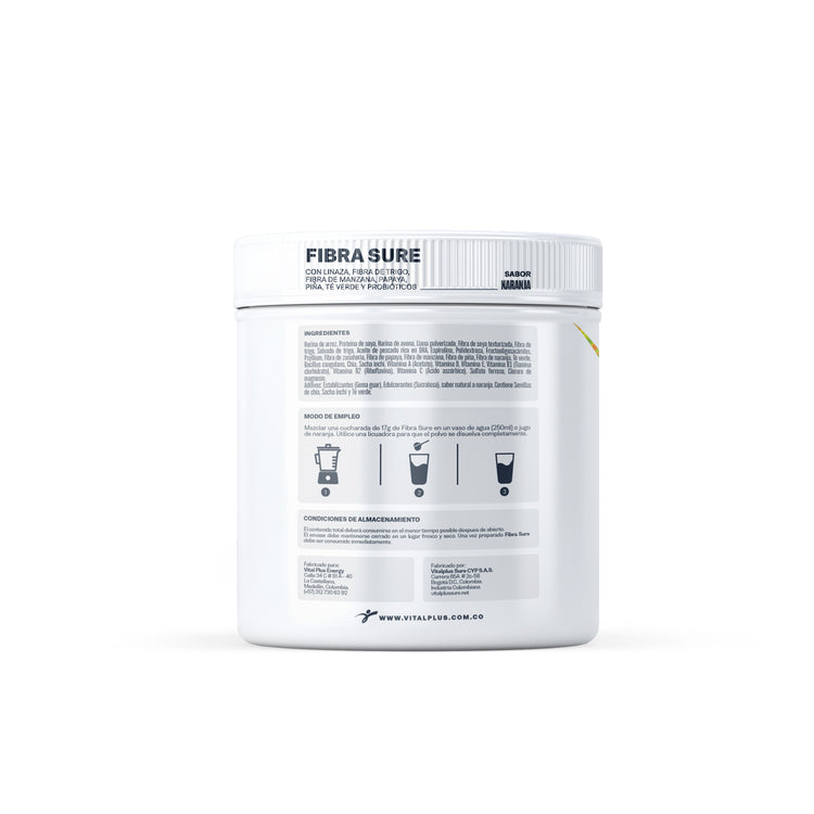 Fibra Sure | con Linaza | Fibra de Manzana | Papaya | Piña | Té Verde | Probióticos