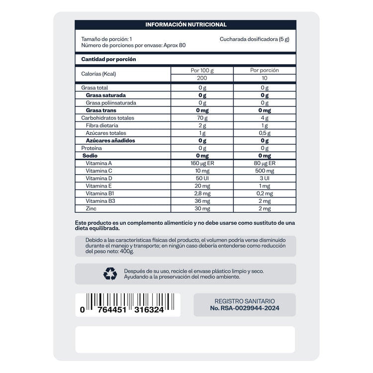 Vitamina C con jengibre y Fibra