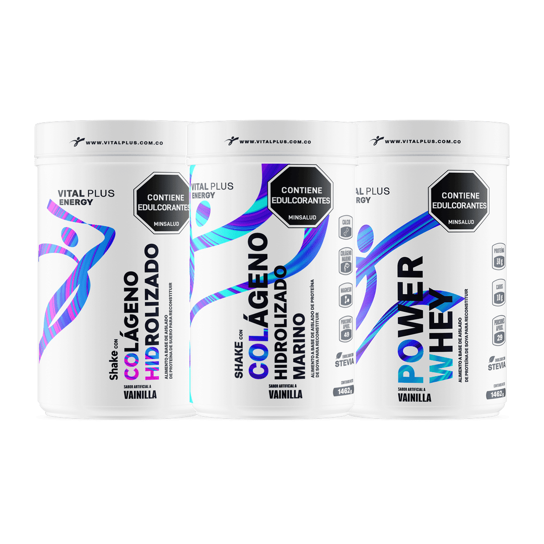 Kit Shake Con Colágeno Hidrolizado + Shake Con Colágeno Hidrolizado Marino + Power Whey